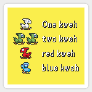 One Kweh Two Kweh Red Kweh Blue Kweh Sticker